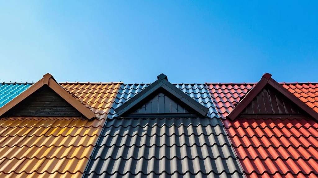 Sample roof sections in four different tile colors